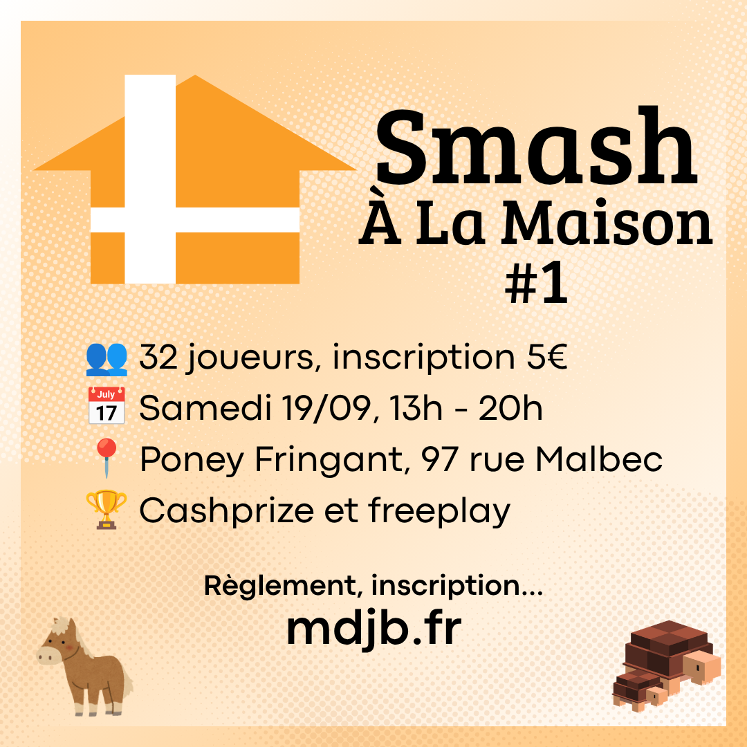 Affiche pour le tournoi Smash Ultimate, Smash À La Maison #1 !